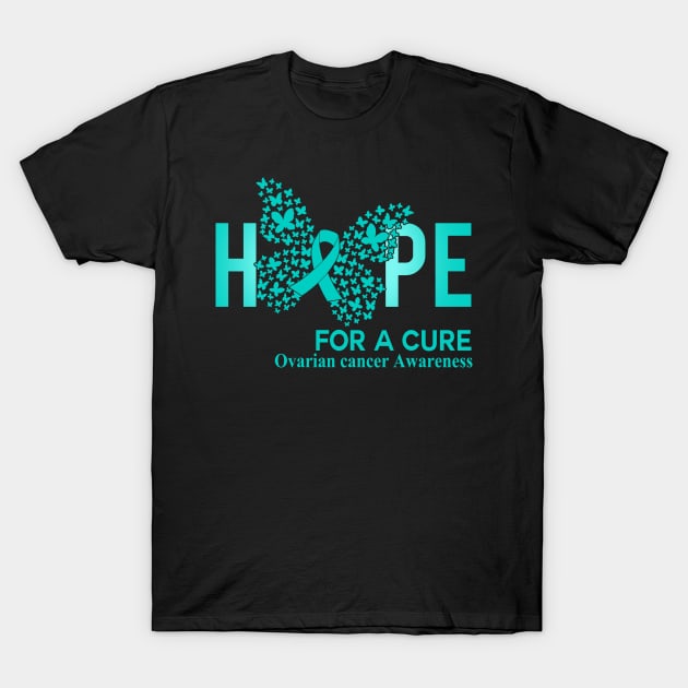 Hope For A Cure Butterfly Gift  Ovarian cancer T-Shirt by HomerNewbergereq